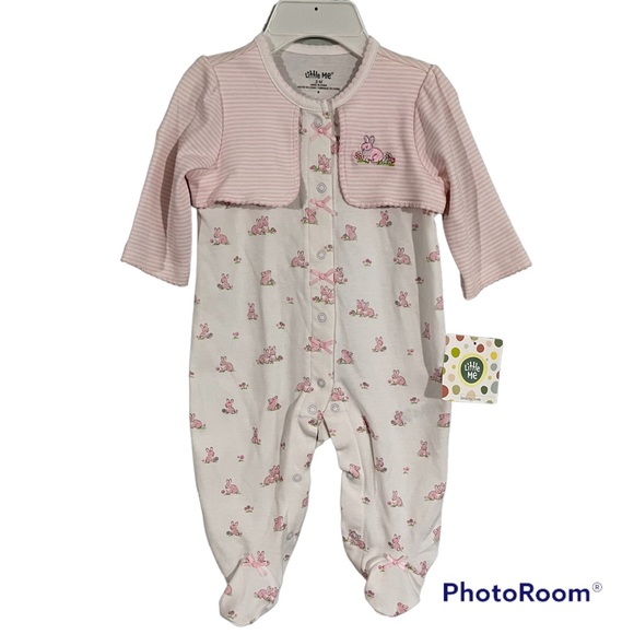 Little Me 3M bunny print footsie NWT baby outfit - Picture 1 of 9